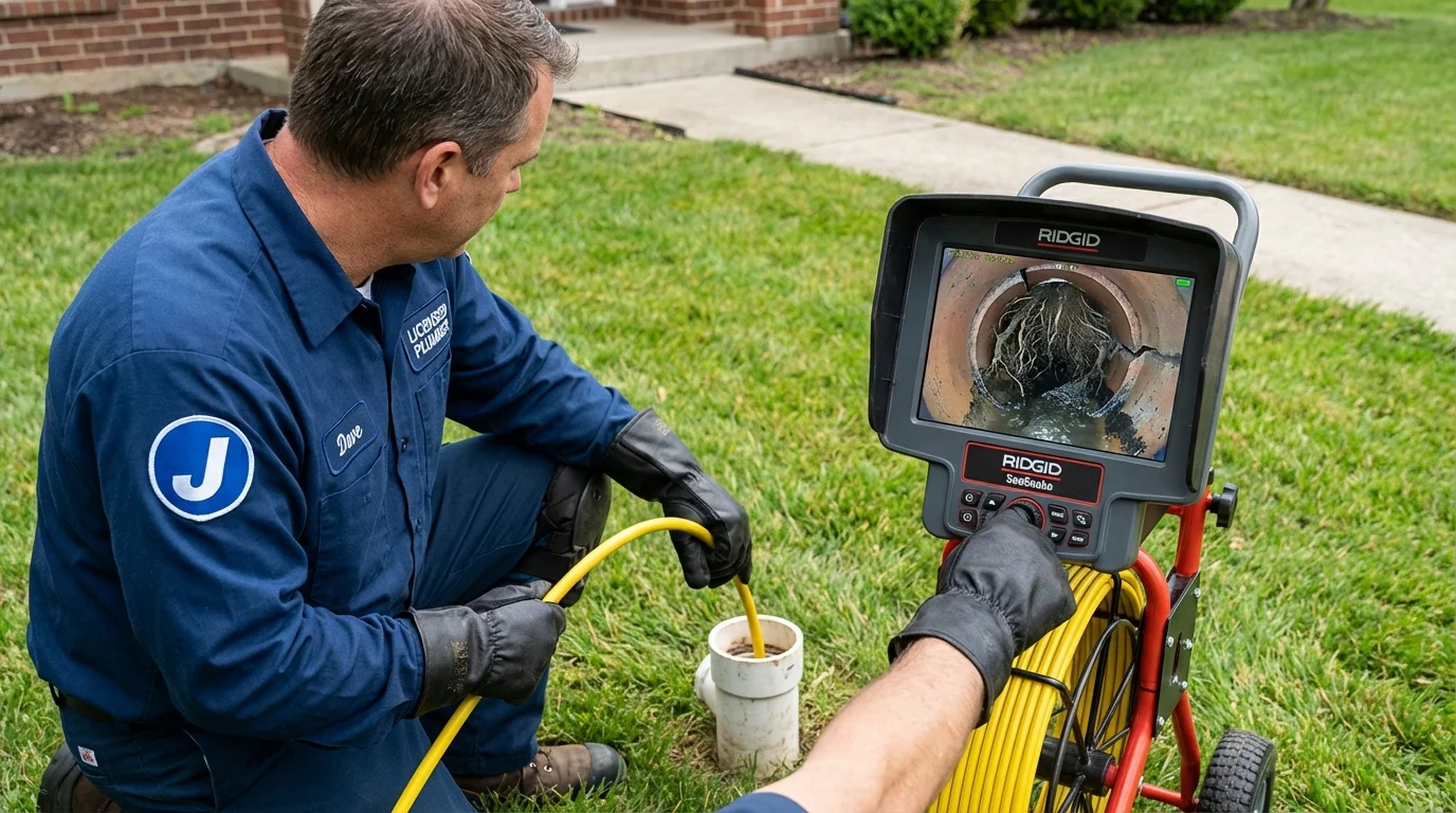 Sewer camera inspection being performed by Johns Plumbing LLC in Wooster